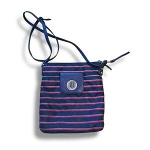 Vintage Women’s Tommy Hilfiger Navy Red Quilted Striped Mini Crossbody Bag